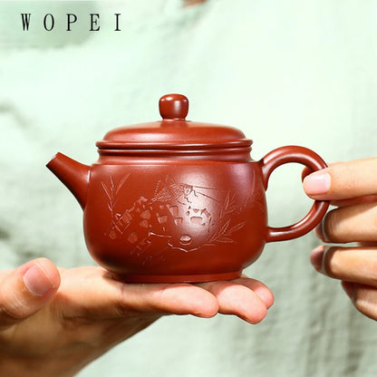 160ml Chinese Yixing Purple Clay Teapot Master Handmade Ball Hole Filter Xishi Tea Pot Raw Ore Dahongpao Kettle Zisha Tea Set