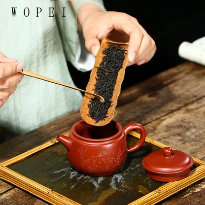 160ml Chinese Yixing Purple Clay Teapot Master Handmade Ball Hole Filter Xishi Tea Pot Raw Ore Dahongpao Kettle Zisha Tea Set