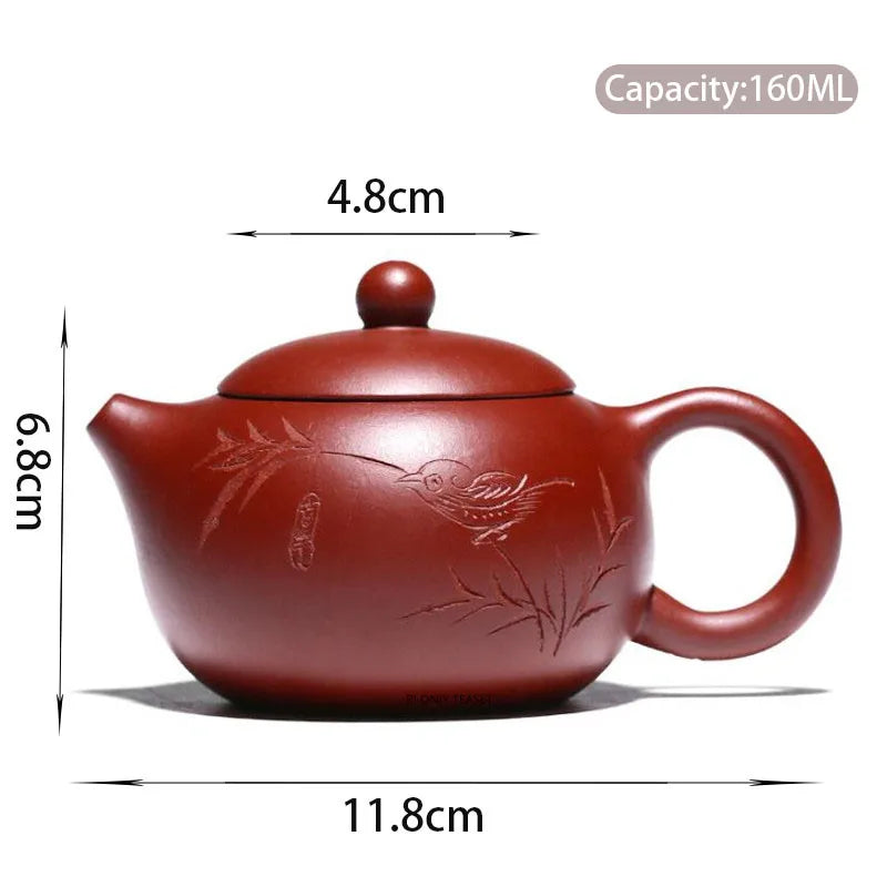160ml Chinese Yixing Purple Clay Teapots Ball Hole Filter Famous Handmade Xishi Tea Pot Raw Ore Dahongpao Kettle Zisha Tea Set