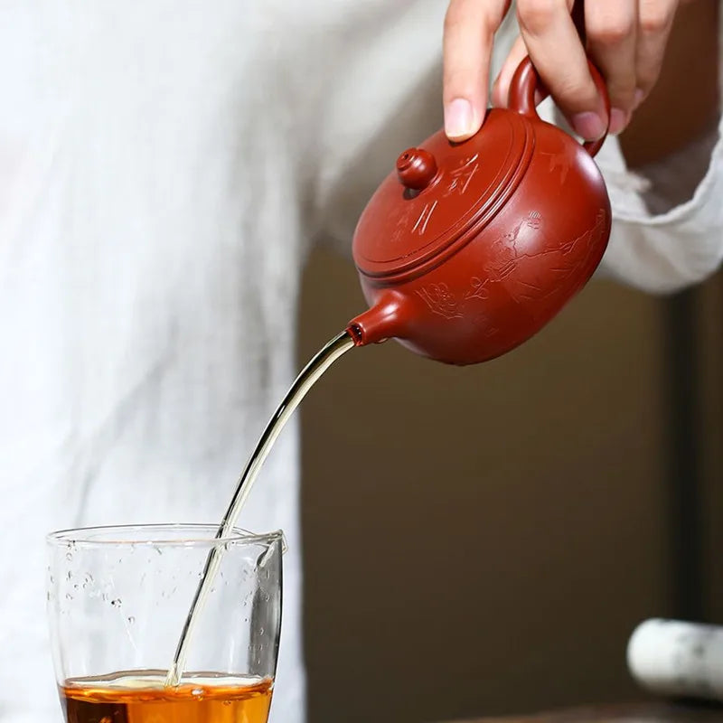 160ml Chinese Yixing Purple Clay Teapots Ball Hole Filtration Handmade Raw Ore Dahongpao Tea Pot Kettle Zisha Tea Set Supplies