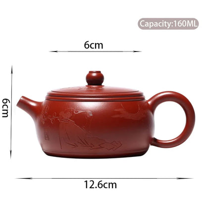 160ml Chinese Yixing Purple Clay Teapots Ball Hole Filtration Handmade Raw Ore Dahongpao Tea Pot Kettle Zisha Tea Set Supplies