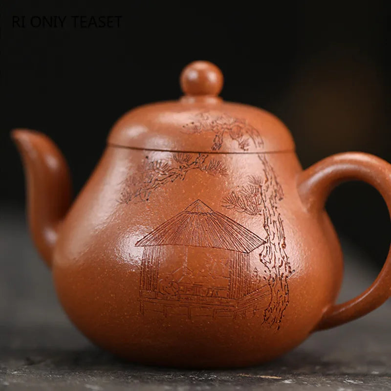 160ml Chinese Yixing Purple Clay Teapots Beauty Kettle Famous Artists Handmade Pear-shaped Tea Pot Zisha Tea Set Teaware