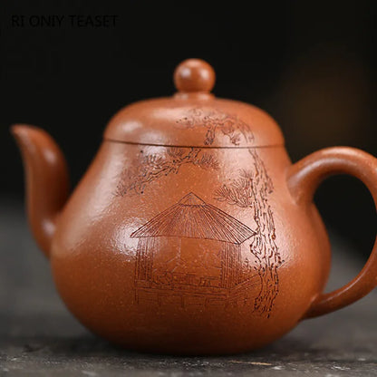 160ml Chinese Yixing Purple Clay Teapots Beauty Kettle Famous Artists Handmade Pear-shaped Tea Pot Zisha Tea Set Teaware