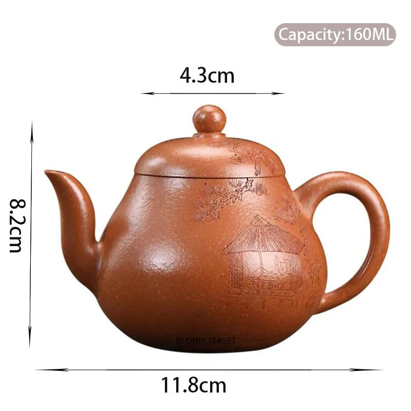 160ml Chinese Yixing Purple Clay Teapots Beauty Kettle Famous Artists Handmade Pear-shaped Tea Pot Zisha Tea Set Teaware