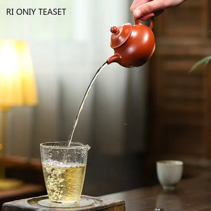 160ml Chinese Yixing Purple Clay Teapots Famous Artists Handmade Tea Pot Raw Ore Coarse Sand Zhu Mud Beauty Kettle Zisha Tea Set