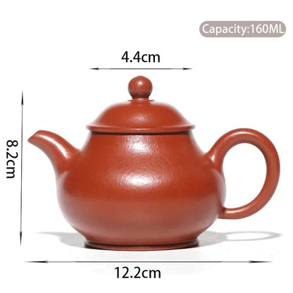 160ml Chinese Yixing Purple Clay Teapots Famous Artists Handmade Tea Pot Raw Ore Coarse Sand Zhu Mud Beauty Kettle Zisha Tea Set