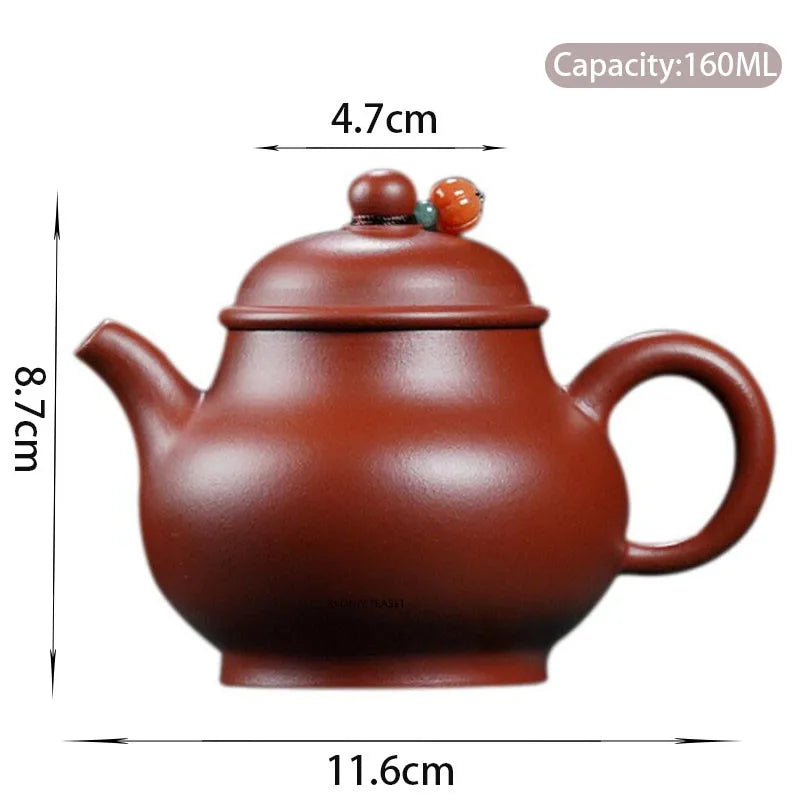 160ml Chinese Yixing Purple Clay Teapots Famous Artists Handmade Tea Pot Raw Ore Dahongpao Mud Kettle Zisha Tea Set Teaware