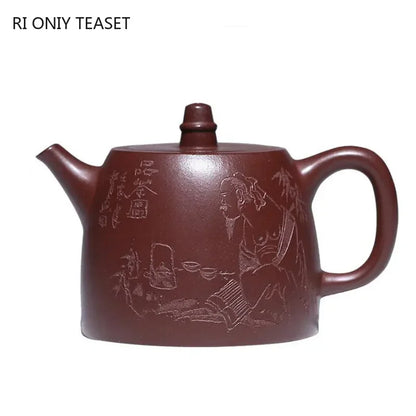 160ml Chinese Yixing Purple Clay Teapots Famous Artists Handmade Tea Pot Raw Ore Dragon Blood Sand Kettle Zisha Tea Set Teaware