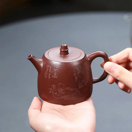 160ml Chinese Yixing Purple Clay Teapots Famous Artists Handmade Tea Pot Raw Ore Dragon Blood Sand Kettle Zisha Tea Set Teaware
