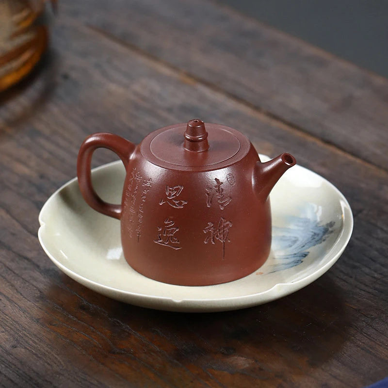 160ml Chinese Yixing Purple Clay Teapots Famous Artists Handmade Tea Pot Raw Ore Dragon Blood Sand Kettle Zisha Tea Set Teaware