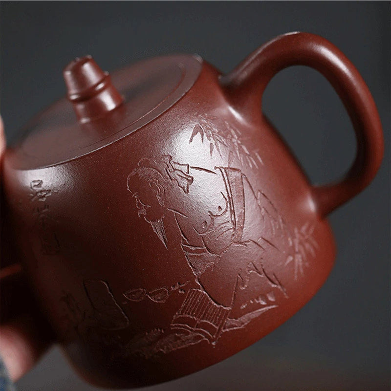 160ml Chinese Yixing Purple Clay Teapots Famous Artists Handmade Tea Pot Raw Ore Dragon Blood Sand Kettle Zisha Tea Set Teaware