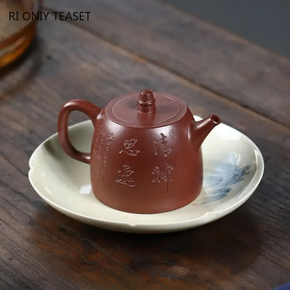 160ml Chinese Yixing Purple Clay Teapots Famous Artists Handmade Tea Pot Raw Ore Dragon Blood Sand Kettle Zisha Tea Set Teaware