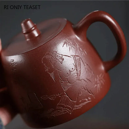 160ml Chinese Yixing Purple Clay Teapots Famous Artists Handmade Tea Pot Raw Ore Dragon Blood Sand Kettle Zisha Tea Set Teaware