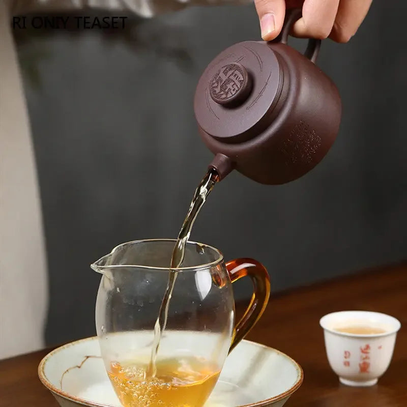 160ml Chinese Yixing Purple Clay Teapots Famous Handmade Tea Pot Raw Ore Purple Mud Kettle High-end Zisha Tea Set Collection