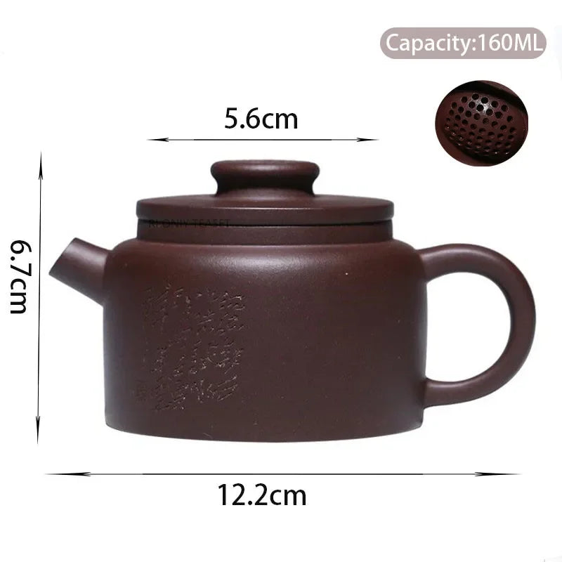 160ml Chinese Yixing Purple Clay Teapots Famous Handmade Tea Pot Raw Ore Purple Mud Kettle High-end Zisha Tea Set Collection