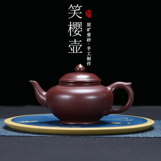 160ml Chinese Yixing Purple Clay Teapots Handmade 9 Hole Filter Xishi Tea Pot Raw Ore Kettle dahongpao Famous Zisha Tea Set