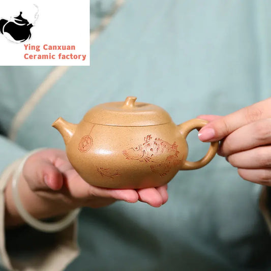 160ml Chinese Yixing Purple Clay Teapots Handmade Tea Pot Raw Ore Section Mud Kettle High-end Zisha Tea Set Tea Ceremony Gifts