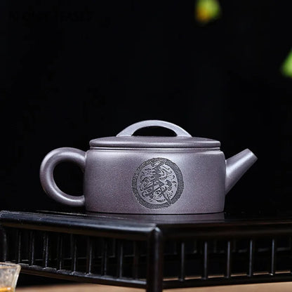 160ml Chinese Yixing Purple Clay Teapots Large Caliber Famous Artists Handmade Tea Pot Kettle Authentic Zisha Tea Set Teaware