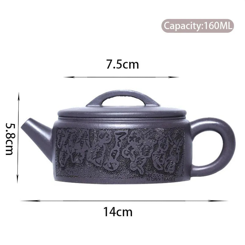 160ml Chinese Yixing Purple Clay Teapots Large Caliber Famous Artists Handmade Tea Pot Kettle Authentic Zisha Tea Set Teaware