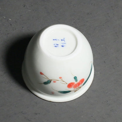160ml Hand-painted Lychee Teacup Japanese Set of Cups White Porcelain Fragrance Cup Master Bowl Kung Fu Tea Drinkware Decoration