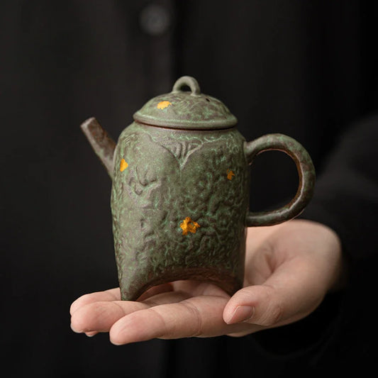 160ml High Grade Bronze Glaze Teapot Aesthetic Old Rock Mud Pot Tea Maker Kettle with Filter Kung Fu Tea Teaware Decoration Gift