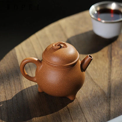 160ml High-end Yixing Purple Clay Teapot Famous Handmade Three-legged Tripod Tea Pot Kettle Chinese Zisha Tea Set Collection