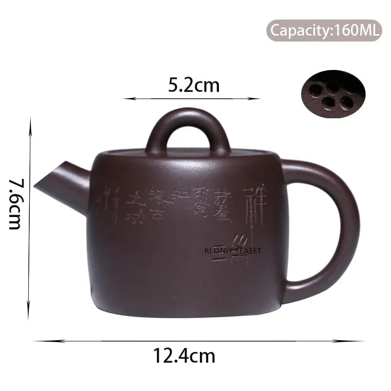 160ml High-end Yixing Purple Clay Teapots Famous Handmade Tea Pot Collection Raw Ore Old Purple Mud Kettle Chinese Zisha Tea Set