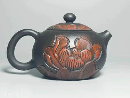 160ml Jianshui Pure Handmade Teapot Lotus Flower Carving Tea Pot(Not Yixing Zisha) Kung Fu Tea Set Drinkware Tea Ceremony