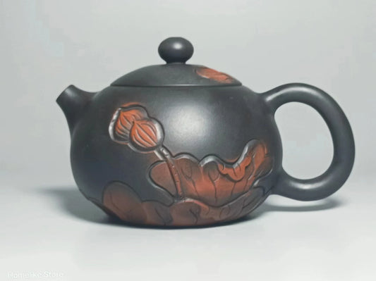 160ml Jianshui Pure Handmade Teapot Lotus Flower Carving Tea Pot(Not Yixing Zisha) Kung Fu Tea Set Drinkware Tea Ceremony