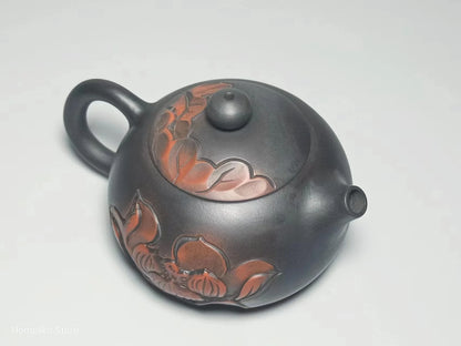160ml Jianshui Pure Handmade Teapot Lotus Flower Carving Tea Pot(Not Yixing Zisha) Kung Fu Tea Set Drinkware Tea Ceremony