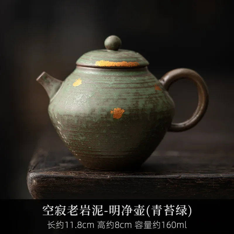 160ml Luxury Bronze Glazed Teapot Japanese Old Rock Mud Art Pot Household Tea Making Kettle with Filter Cafes Supplies Ornaments
