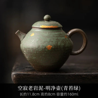 160ml Luxury Bronze Glazed Teapot Japanese Old Rock Mud Art Pot Household Tea Making Kettle with Filter Cafes Supplies Ornaments