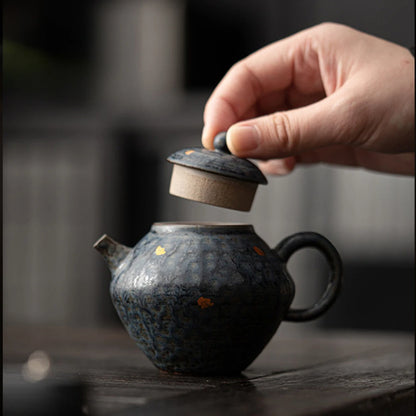 160ml Luxury Bronze Glazed Teapot Japanese Old Rock Mud Art Pot Household Tea Making Kettle with Filter Cafes Supplies Ornaments