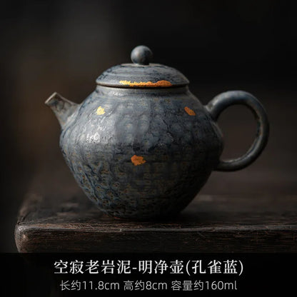 160ml Luxury Bronze Glazed Teapot Japanese Old Rock Mud Art Pot Household Tea Making Kettle with Filter Cafes Supplies Ornaments
