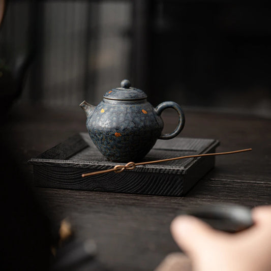 160ml Luxury Bronze Glazed Teapot Japanese Old Rock Mud Art Pot Household Tea Making Kettle with Filter Cafes Supplies Ornaments