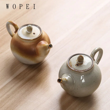 160ml Vintage Pottery Teapots Handmade Exquisite Ceramic Kettle Travel Portable Tea Pot Chinese Home Tea Set Drinkware Gifts