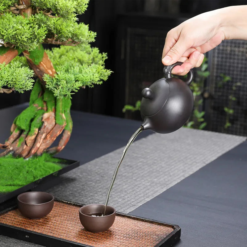 160ml Xishi Teapots Chinese Yixing Zisha Teaware Authentic Tea Pot Set Gongfu Purple Clay Ball Shaped Infuser Tea Kettle
