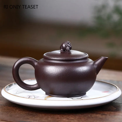 160ml Yixing Boutique Purple Clay Teapots Raw Ore Zhu Mud Handmade Tea Pot Home Beauty Kettle Chinese Zisha Tea Set Supplies