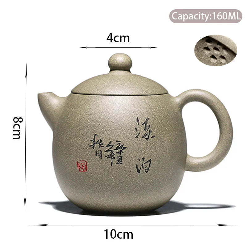 160ml Yixing High-end Purple Clay Teapots Famous Artists Handmade Tea Pot Raw Ore Gray Section Mud Kettle Chinese Zisha Tea Set