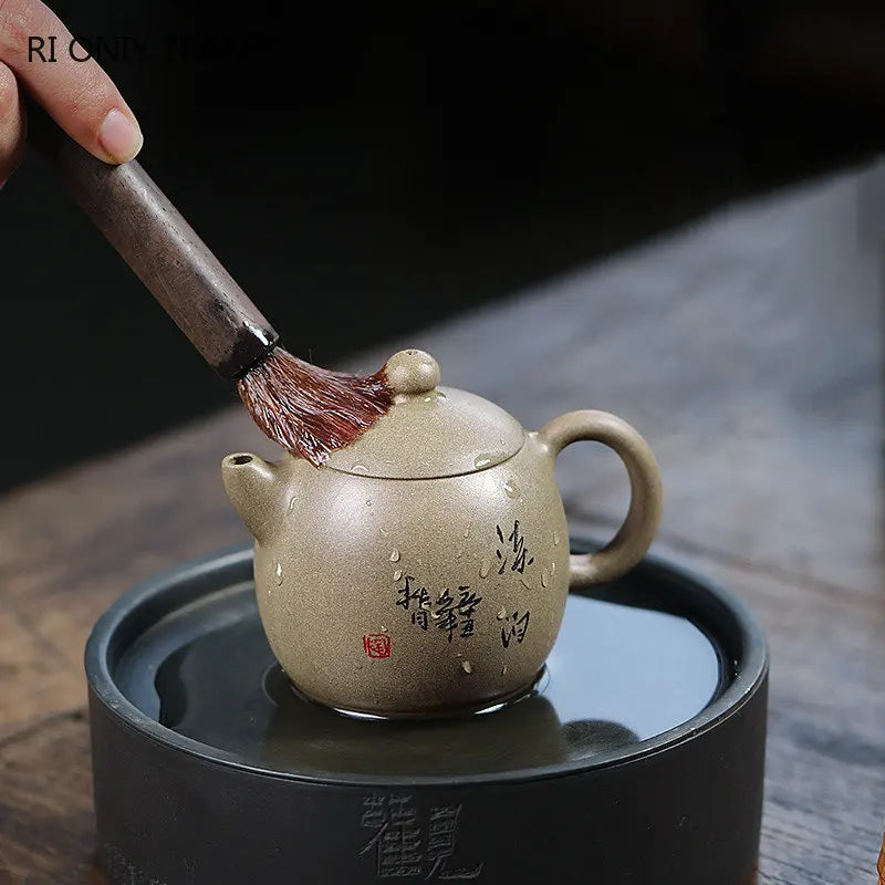 160ml Yixing High-end Purple Clay Teapots Famous Artists Handmade Tea Pot Raw Ore Gray Section Mud Kettle Chinese Zisha Tea Set