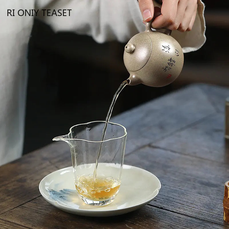160ml Yixing High-end Purple Clay Teapots Famous Artists Handmade Tea Pot Raw Ore Gray Section Mud Kettle Chinese Zisha Tea Set