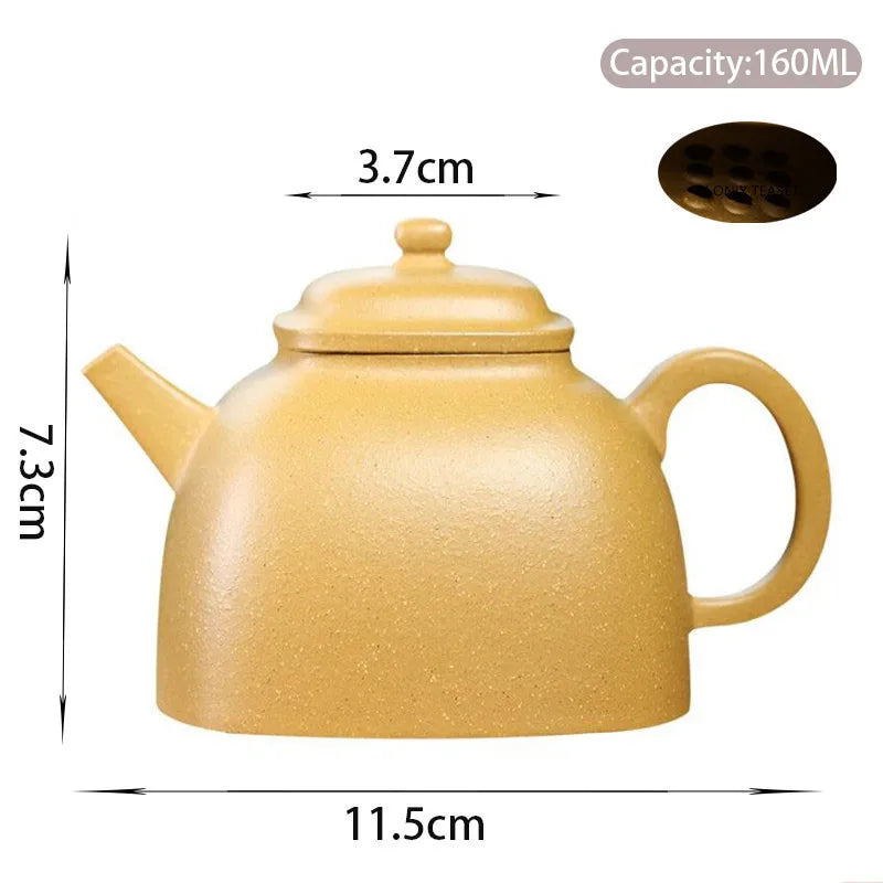 160ml Yixing High-end Purple Clay Teapots Handmade Square Shape Tea Pot Raw Ore Gold Section Mud Kettle Chinese Zisha Tea Set