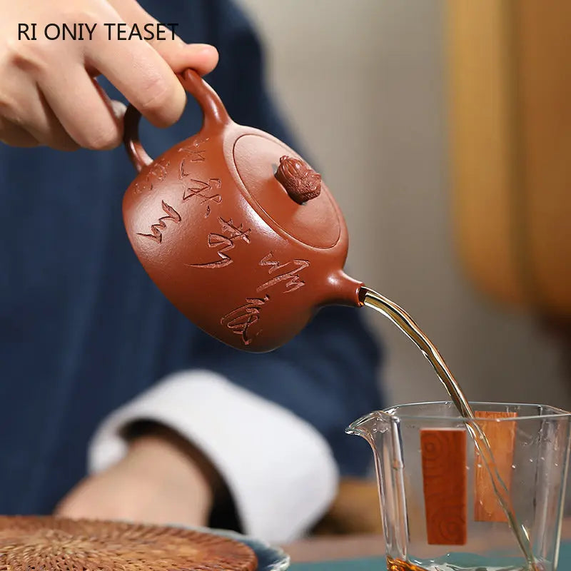 160ml Yixing High-end Purple Clay Teapots Handmade Tea Pot Raw Ore Dahongpao Zhu Mud Beauty Kettle Zisha Tea Set Collection Gift