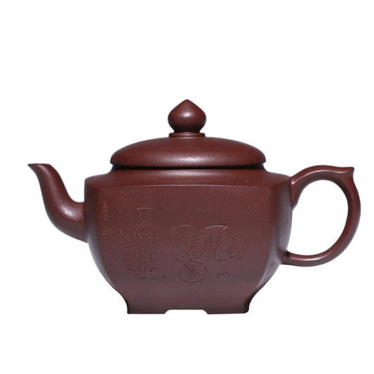 160ml Yixing High-end Purple Clay Teapots Handmade Tetragonal Tea Pot Raw Ore Dragon Blood Sand Kettle Chinese Zisha Tea Set