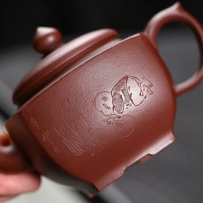 160ml Yixing High-end Purple Clay Teapots Handmade Tetragonal Tea Pot Raw Ore Dragon Blood Sand Kettle Chinese Zisha Tea Set