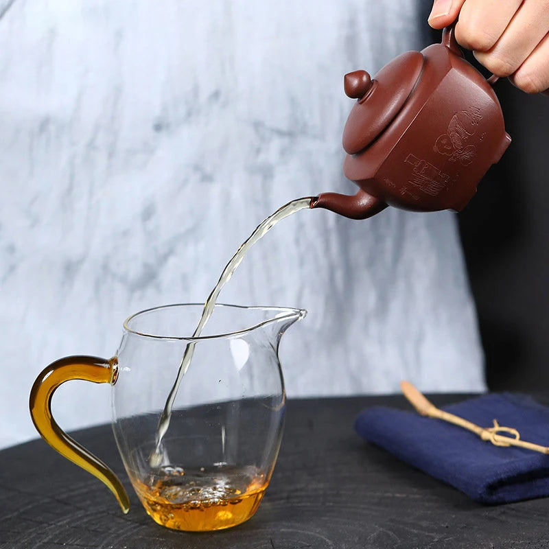 160ml Yixing High-end Purple Clay Teapots Handmade Tetragonal Tea Pot Raw Ore Dragon Blood Sand Kettle Chinese Zisha Tea Set