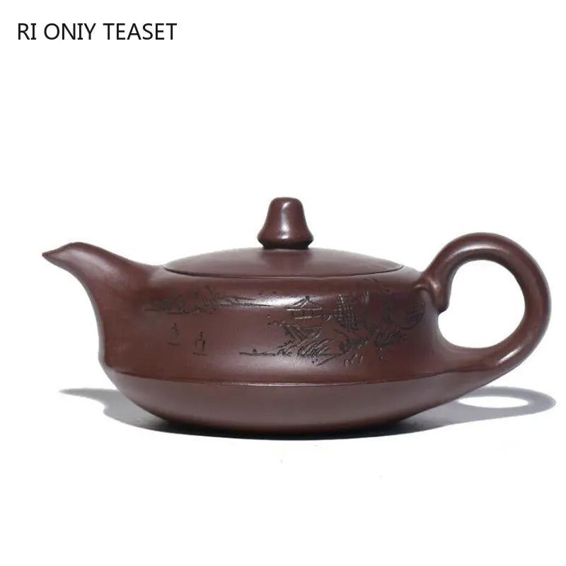 160ml Yixing Purple Clay Teapots Famous Artists Handmade Tea Pot Raw Ore Purple Mud Beauty Kettle Chinese Zisha Tea Set Teaware