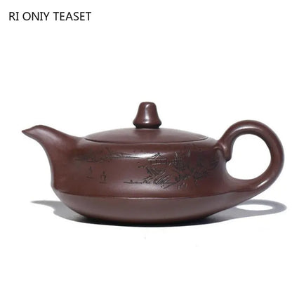 160ml Yixing Purple Clay Teapots Famous Artists Handmade Tea Pot Raw Ore Purple Mud Beauty Kettle Chinese Zisha Tea Set Teaware