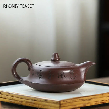 160ml Yixing Purple Clay Teapots Famous Artists Handmade Tea Pot Raw Ore Purple Mud Beauty Kettle Chinese Zisha Tea Set Teaware