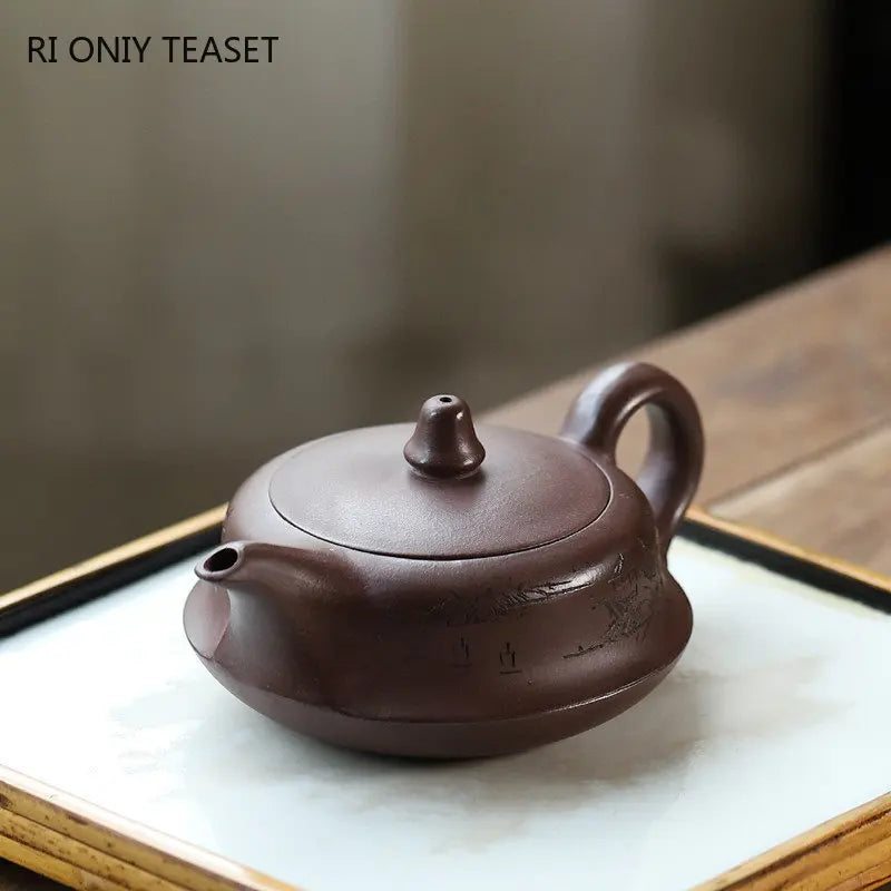 160ml Yixing Purple Clay Teapots Famous Artists Handmade Tea Pot Raw Ore Purple Mud Beauty Kettle Chinese Zisha Tea Set Teaware